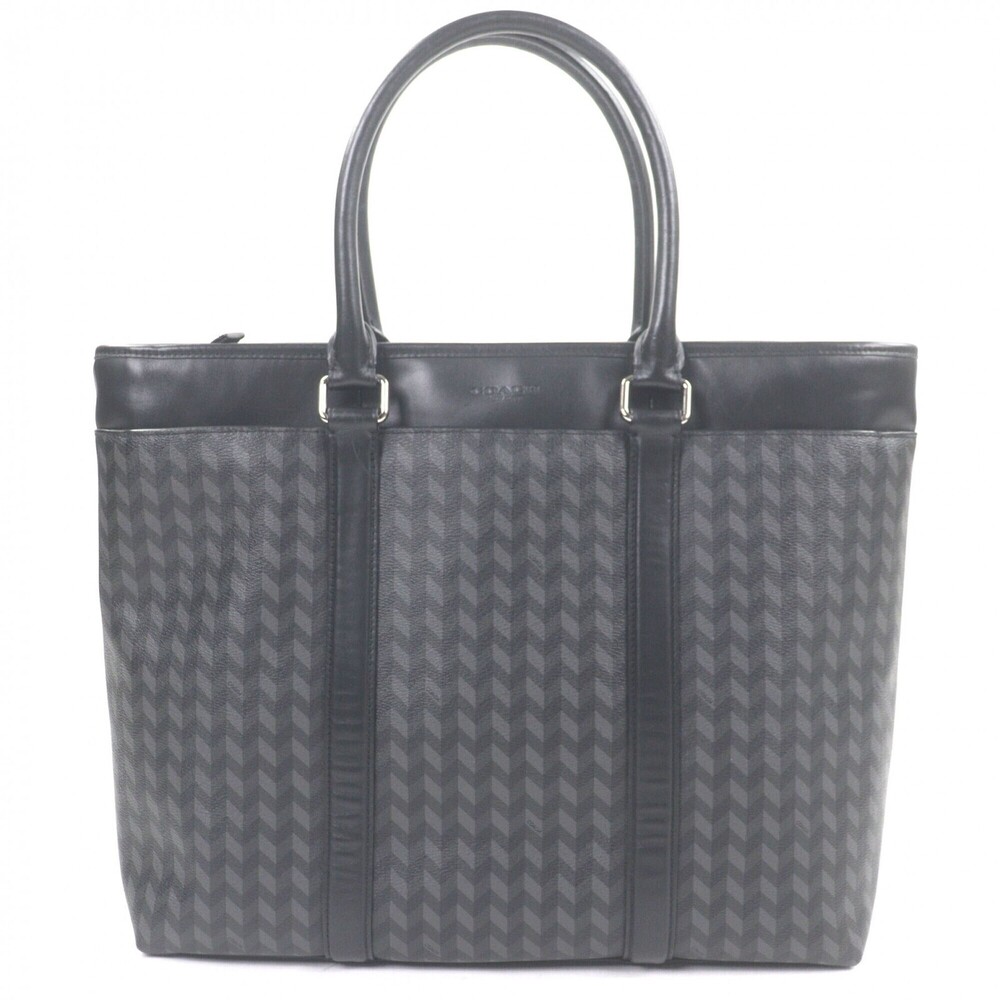COACH F29032 Leather Herringbone Pattern 2-Way Shoulder Bag Briefcase Busines...